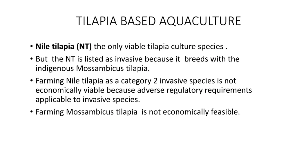 tilapia based aquaculture