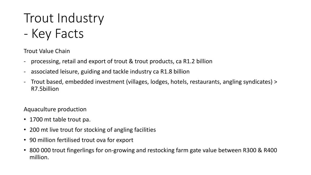 trout industry key facts