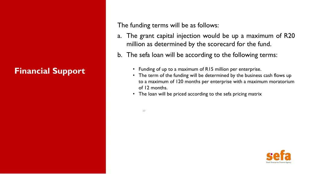 the funding terms will be as follows a the grant