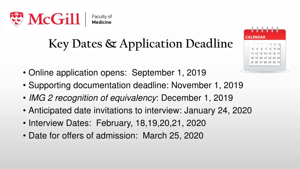 key dates application deadline