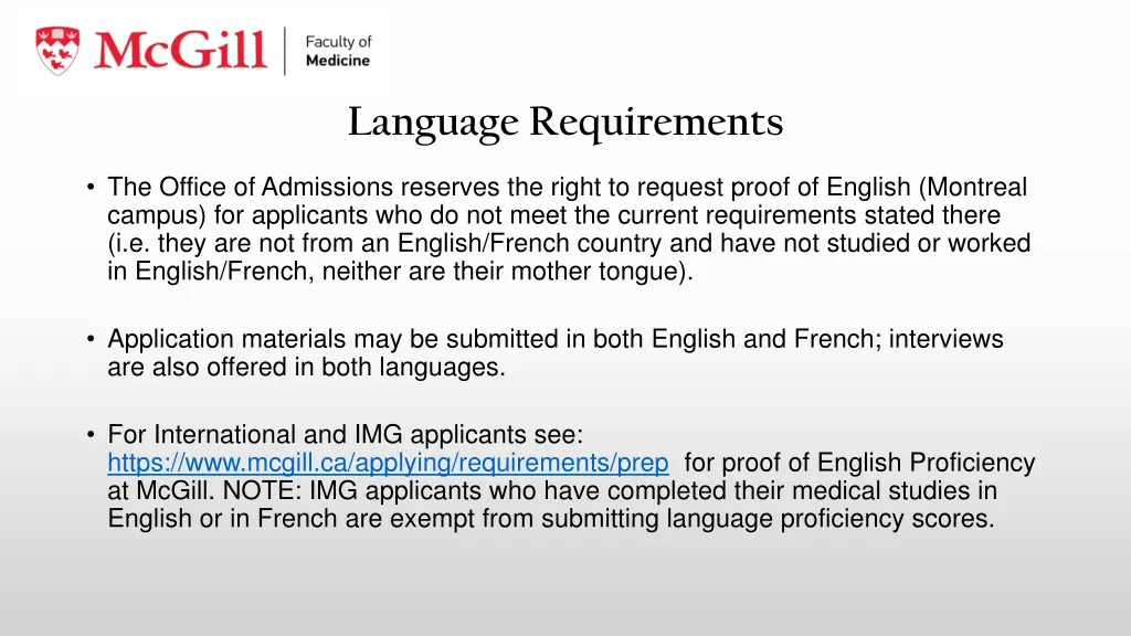 language requirements