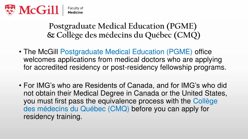 postgraduate medical education pgme coll