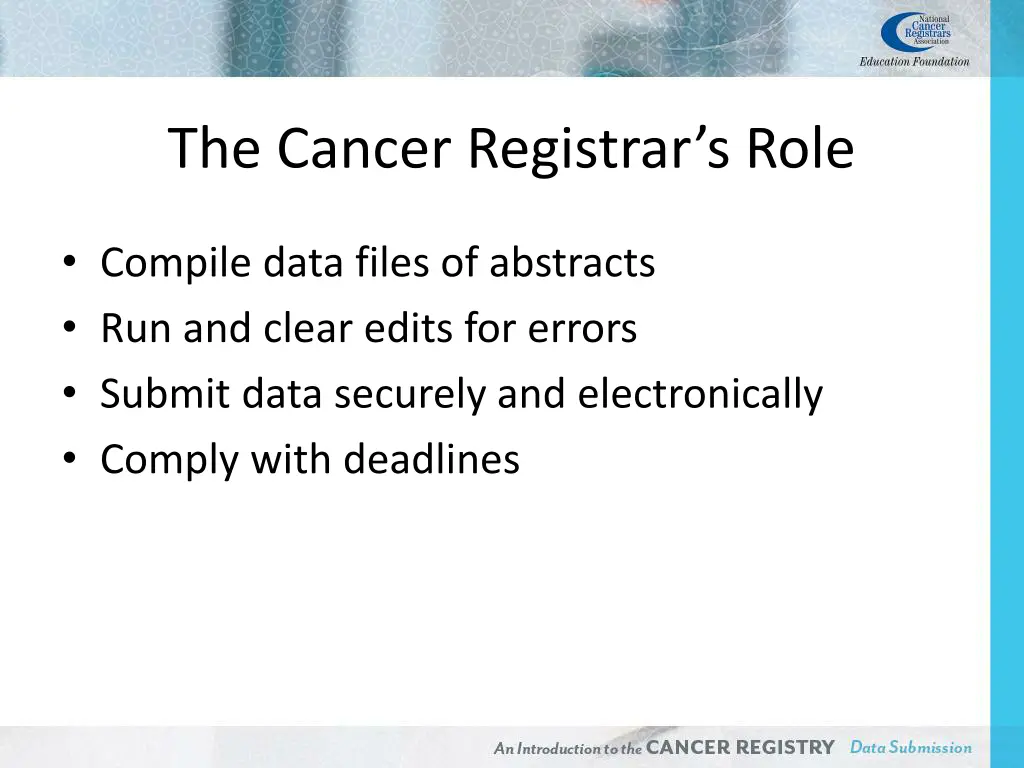 the cancer registrar s role