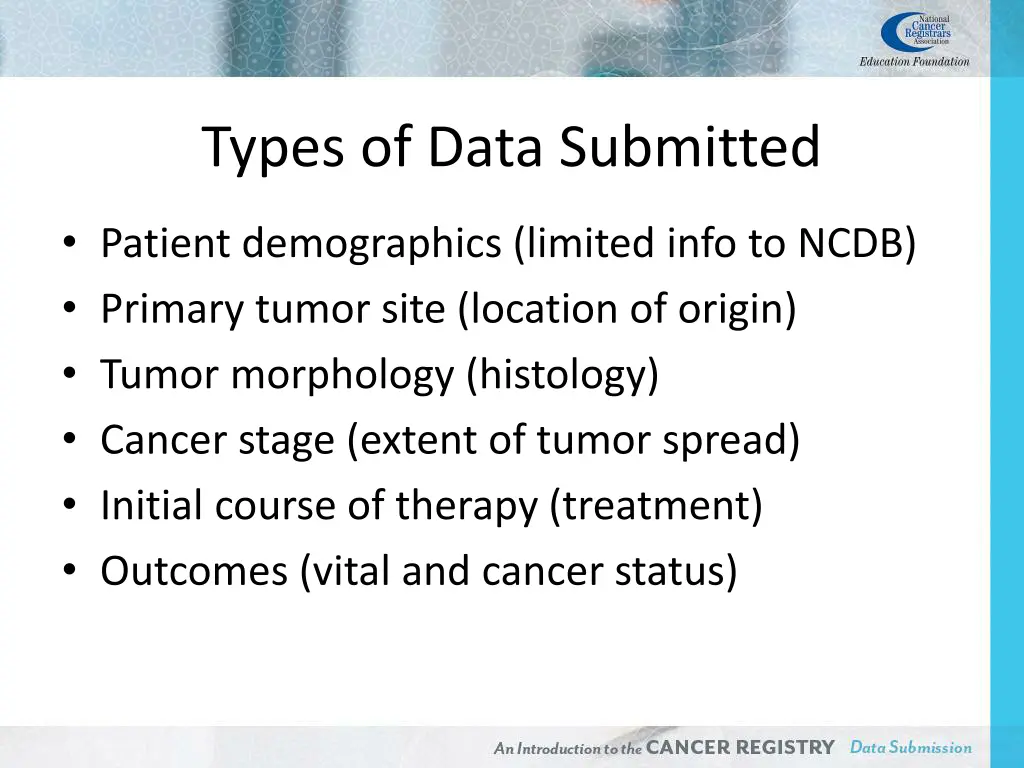 types of data submitted