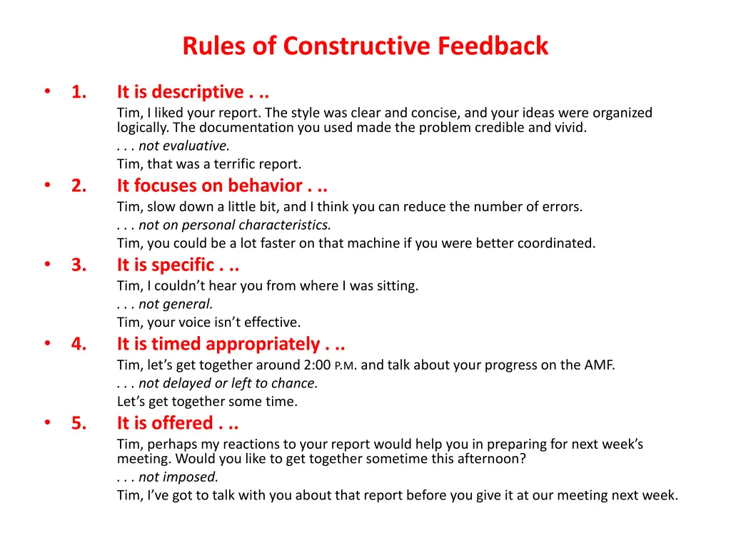 rules of constructive feedback