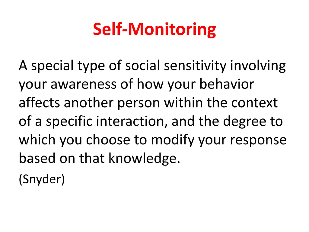 self monitoring