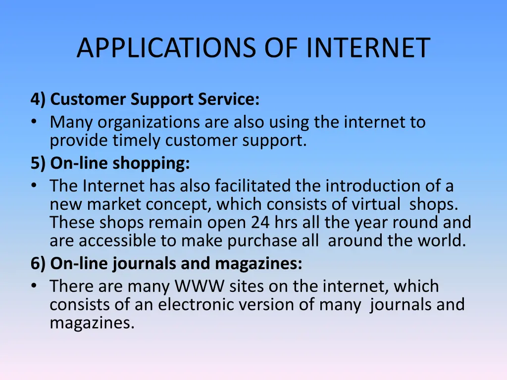 applications of internet 1