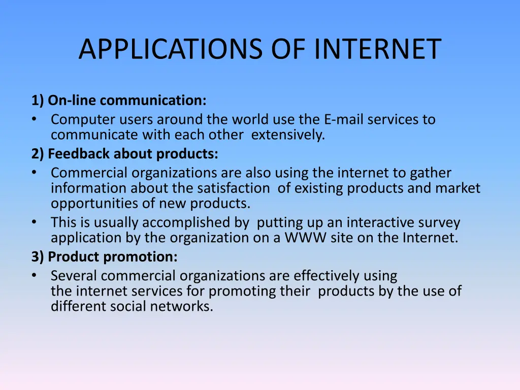 applications of internet