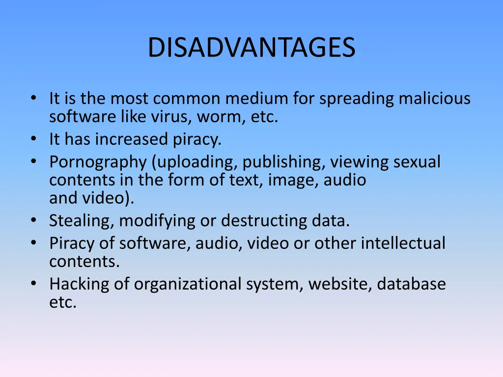 disadvantages