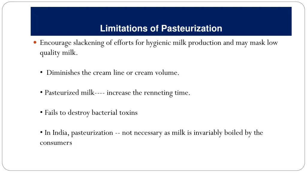 limitations of pasteurization