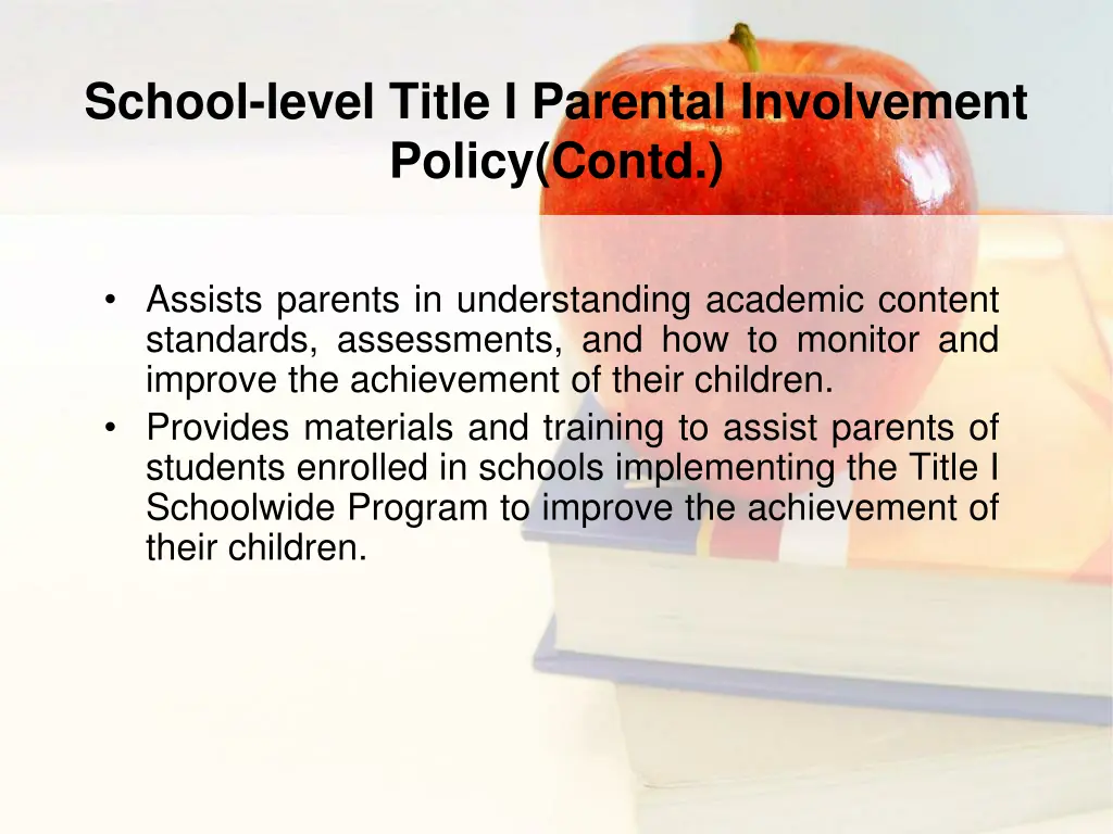 school level title i parental involvement policy