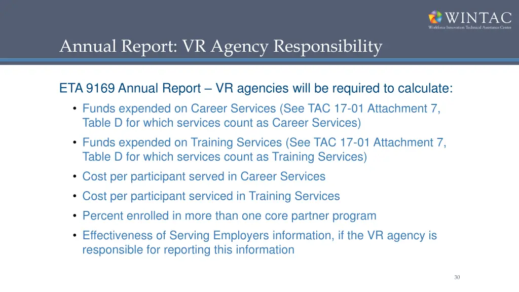 annual report vr agency responsibility