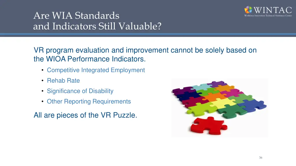 are wia standards and indicators still valuable