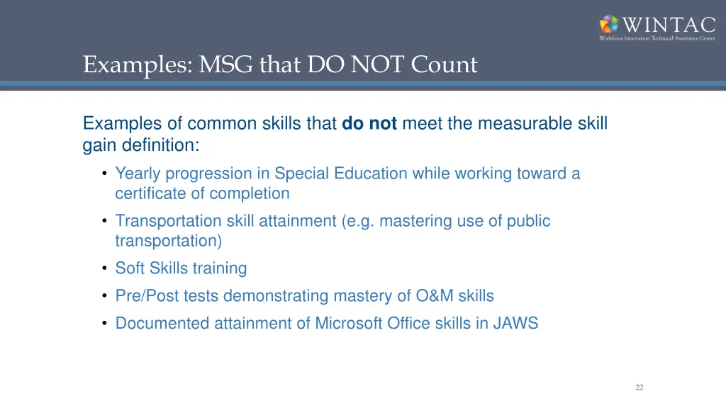 examples msg that do not count