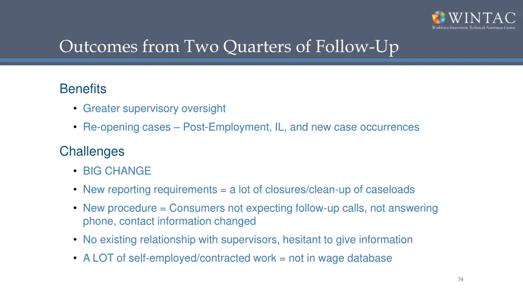 outcomes from two quarters of follow up