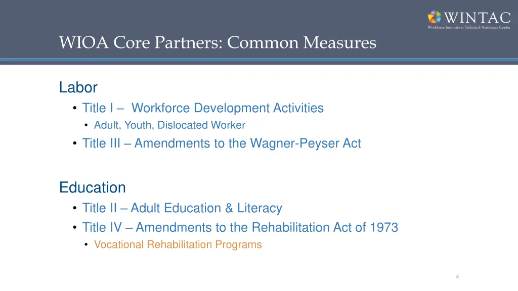 wioa core partners common measures