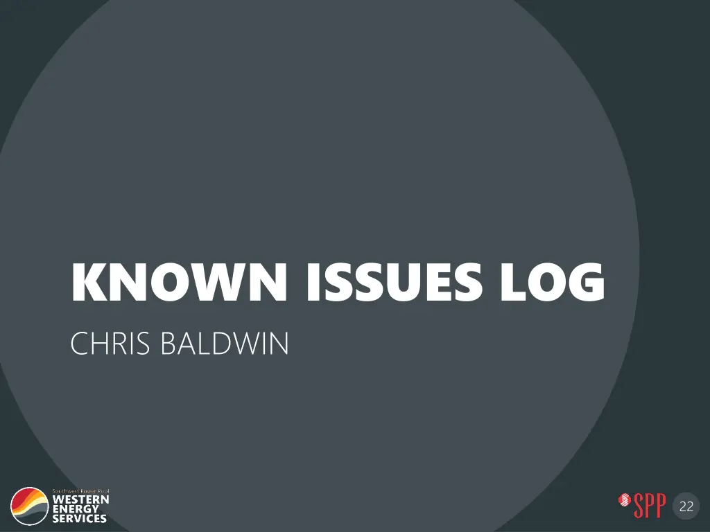 known issues log chris baldwin