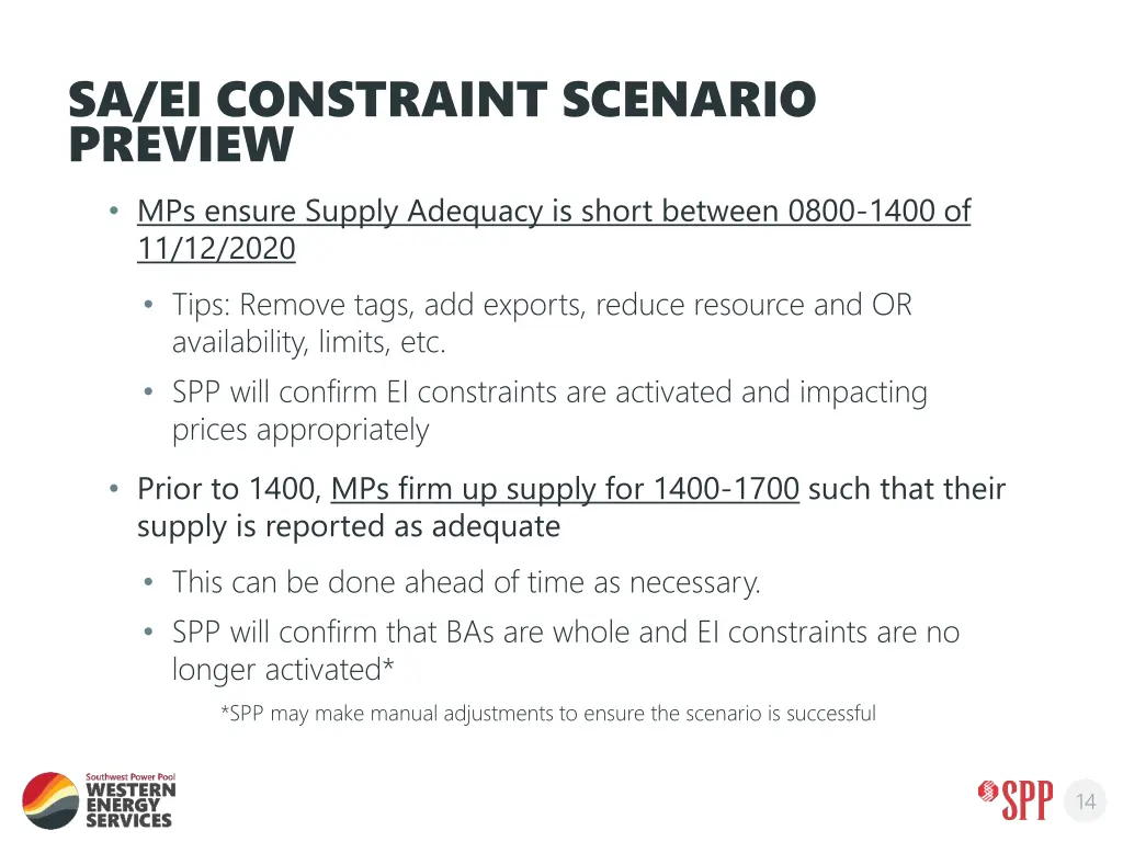 sa ei constraint scenario preview mps ensure