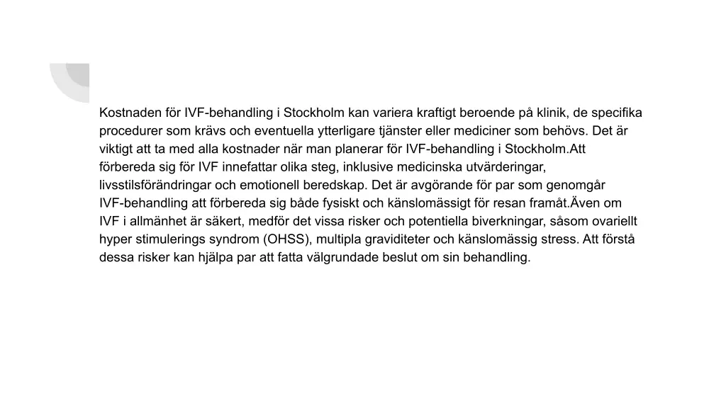 kostnaden f r ivf behandling i stockholm