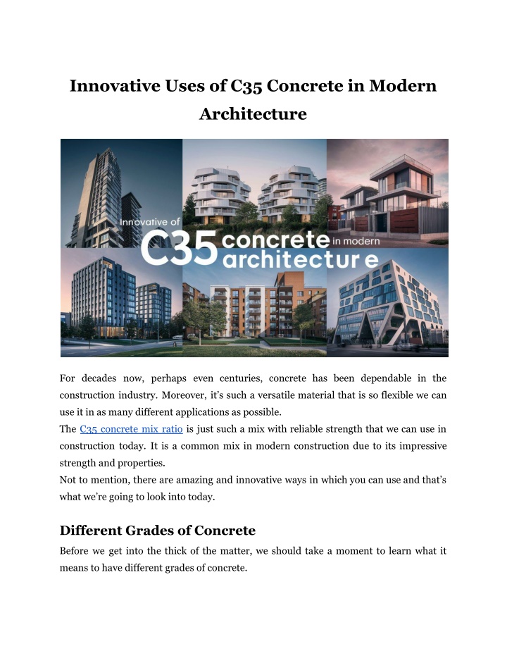 innovative uses of c35 concrete in modern