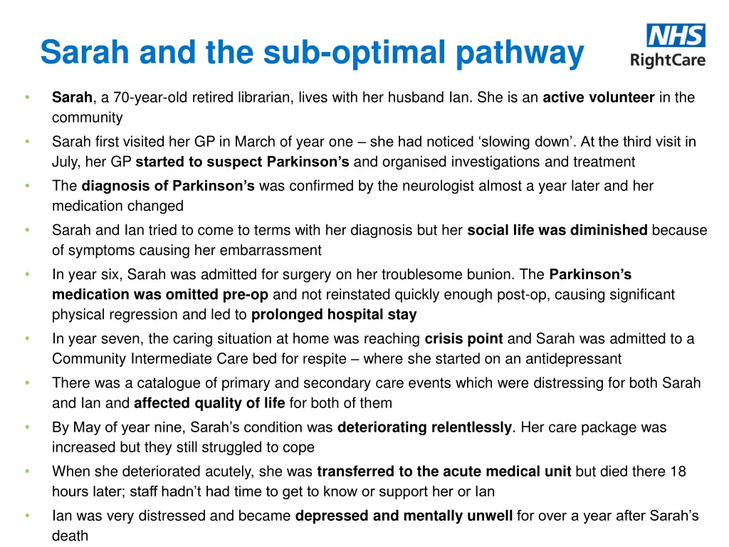 sarah and the sub optimal pathway