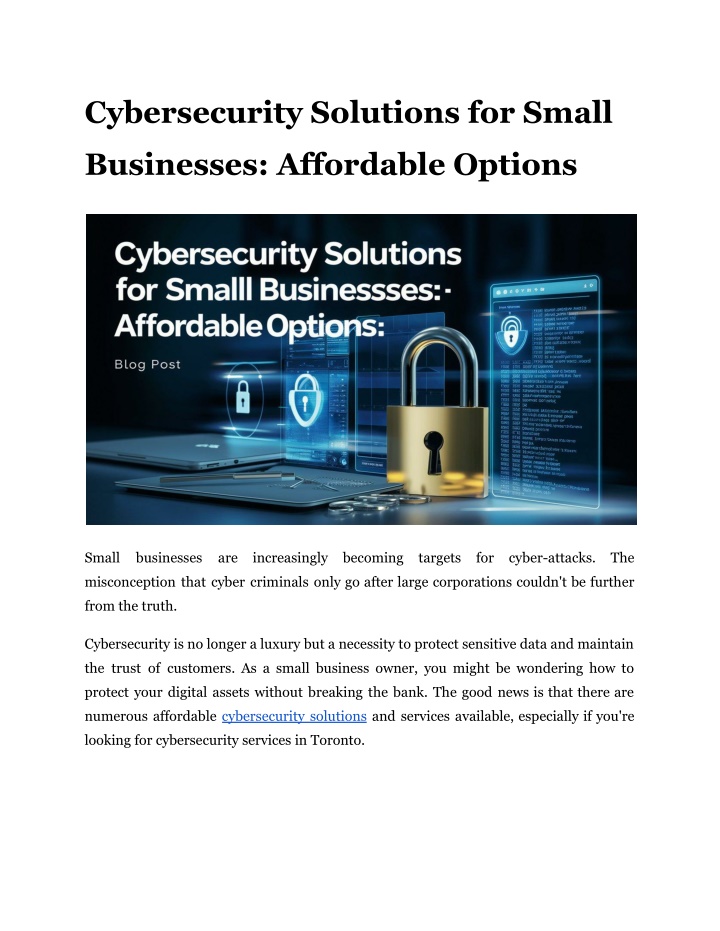 cybersecurity solutions for small