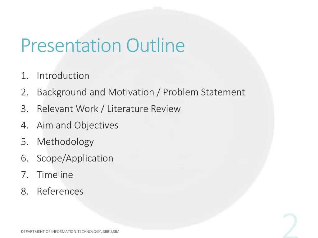 presentation outline