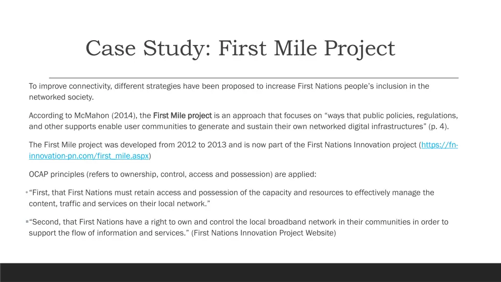 case study first mile project