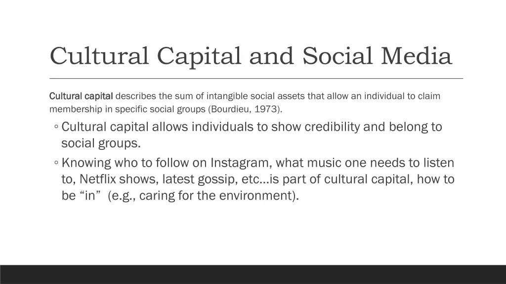 cultural capital and social media