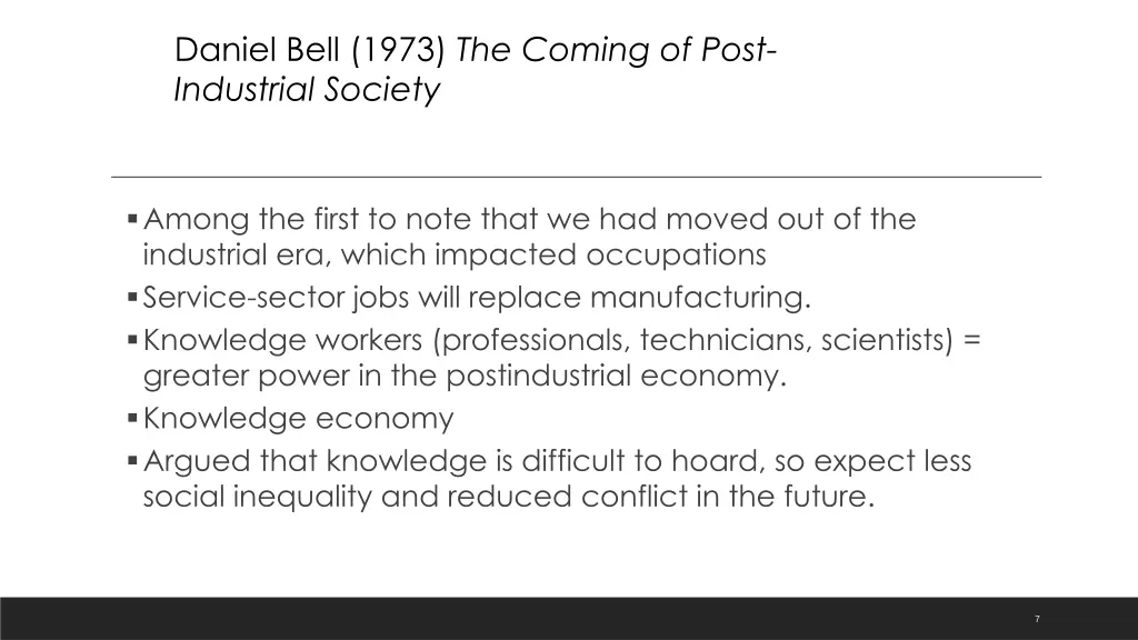 daniel bell 1973 the coming of post industrial