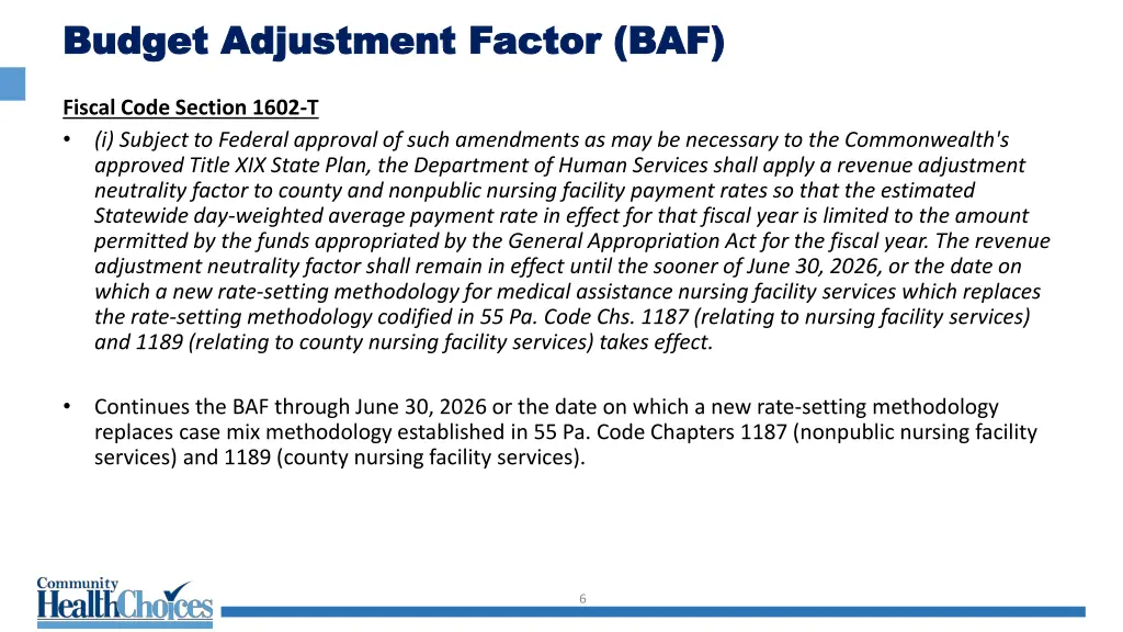 budget adjustment factor baf budget adjustment