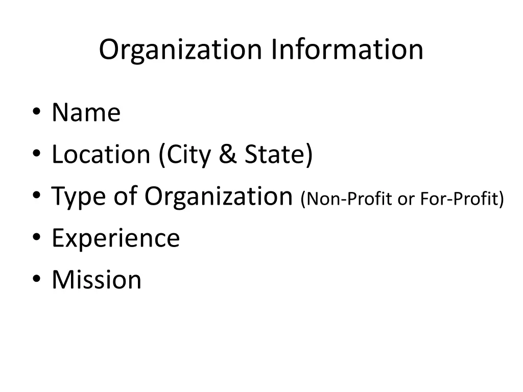 organization information