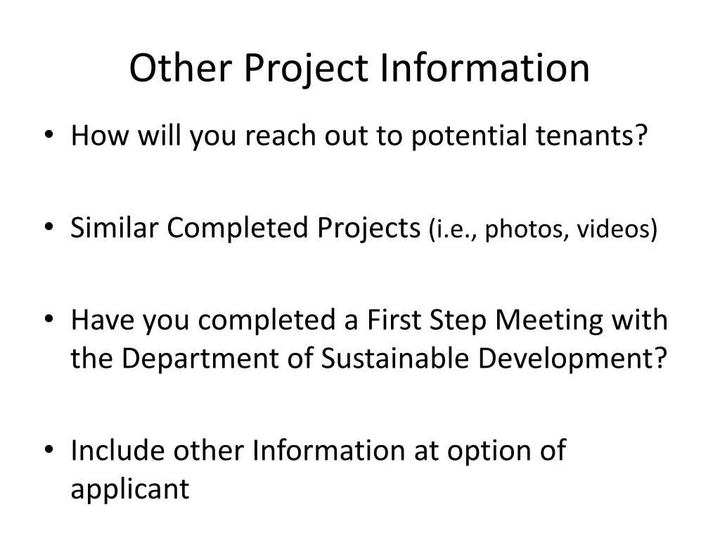 other project information