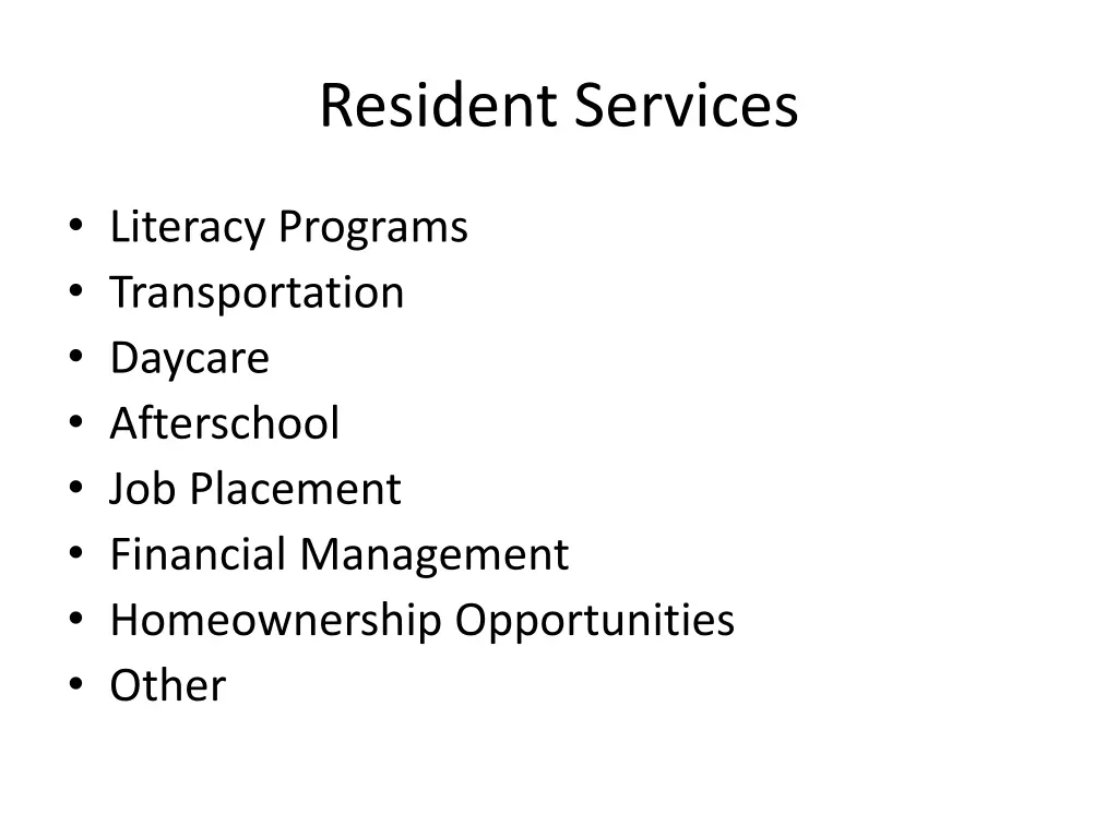 resident services