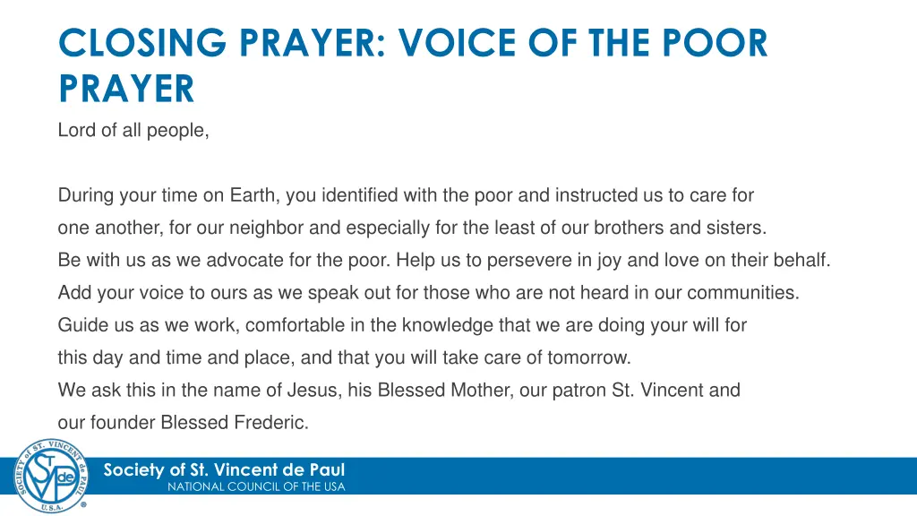 closing prayer voice of the poor prayer lord