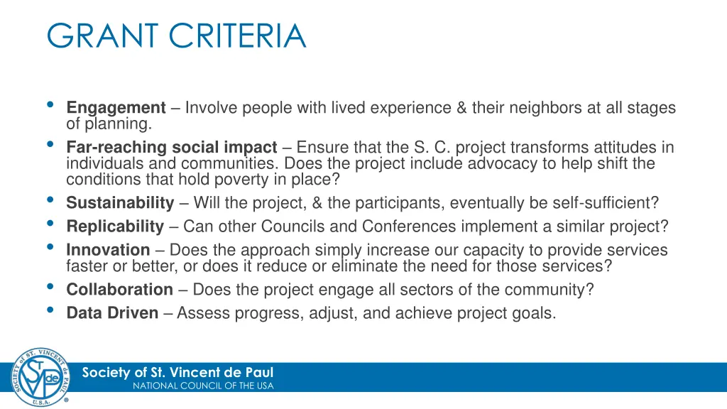 grant criteria