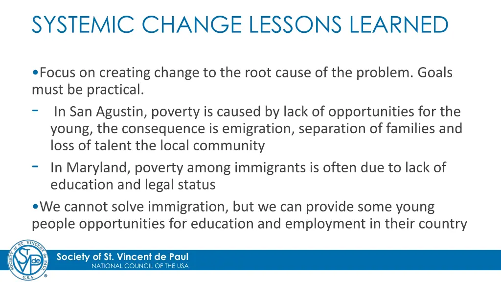 systemic change lessons learned