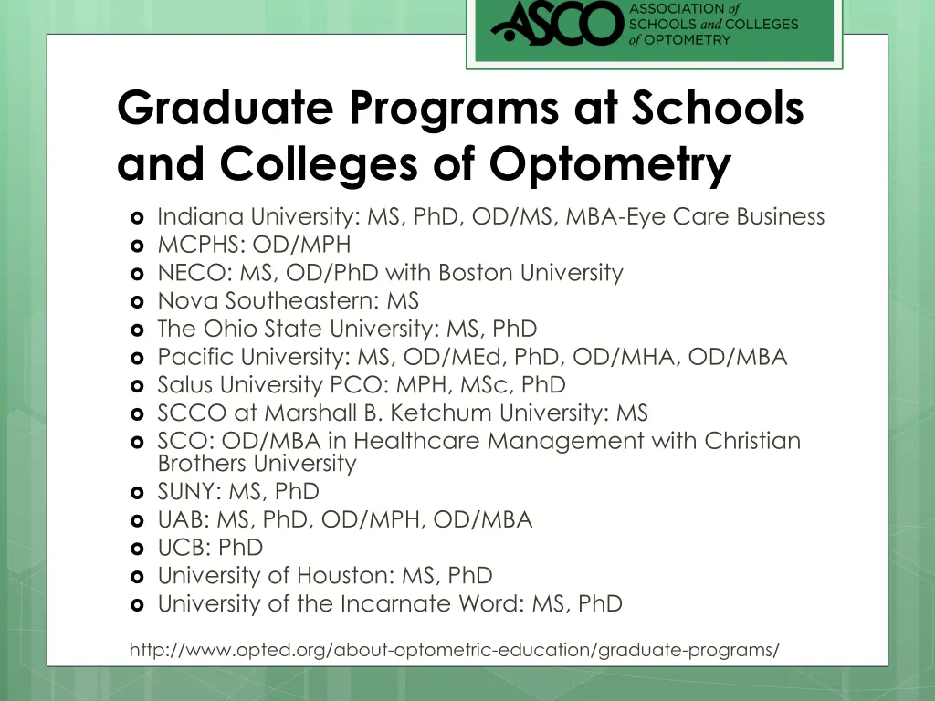 graduate programs at schools and colleges