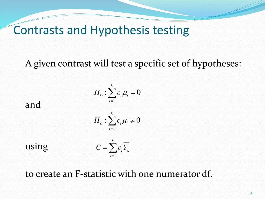 contrasts and hypothesis testing