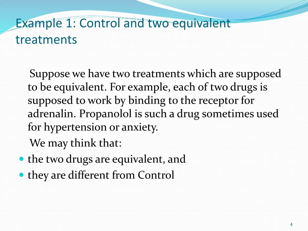 example 1 control and two equivalent treatments