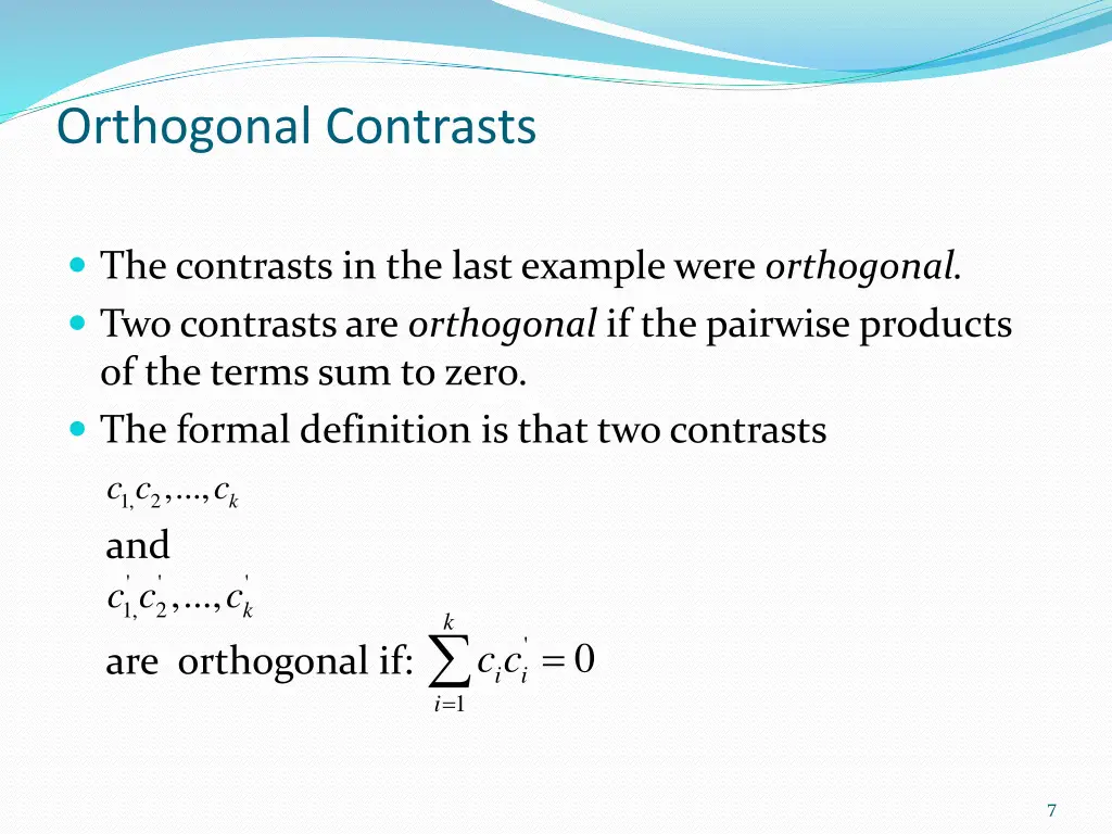 orthogonal contrasts