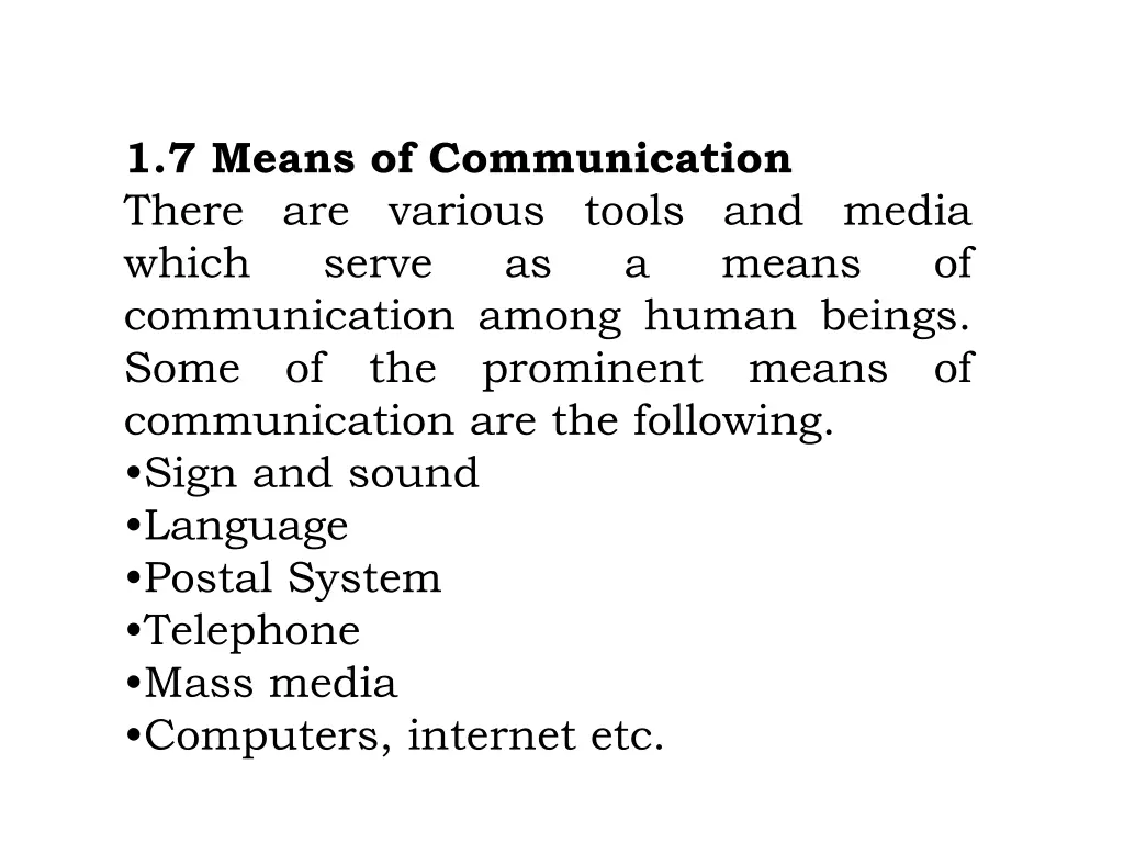 1 7 means of communication there are various