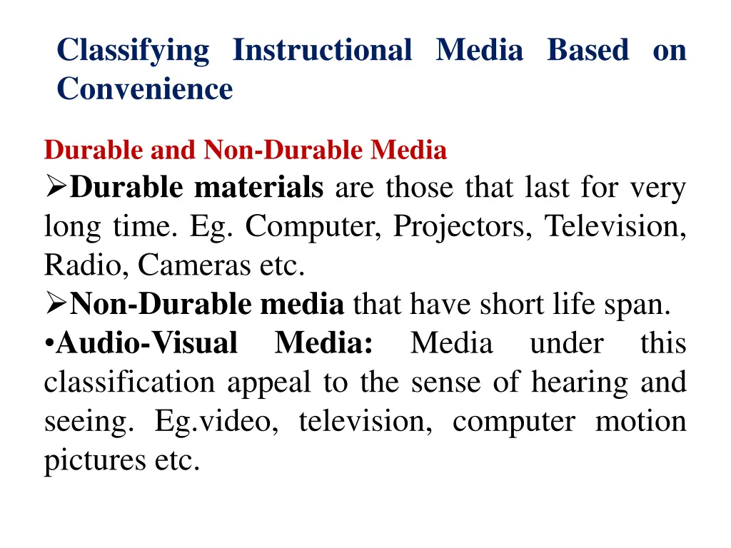 classifying instructional media based