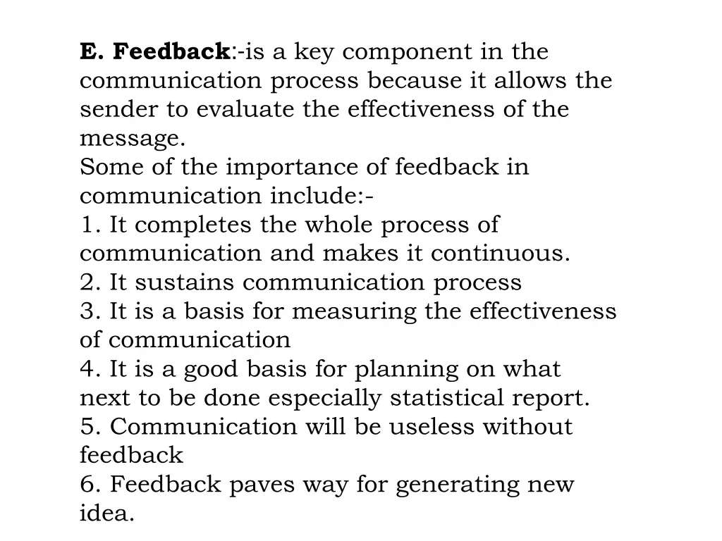 e feedback is a key component