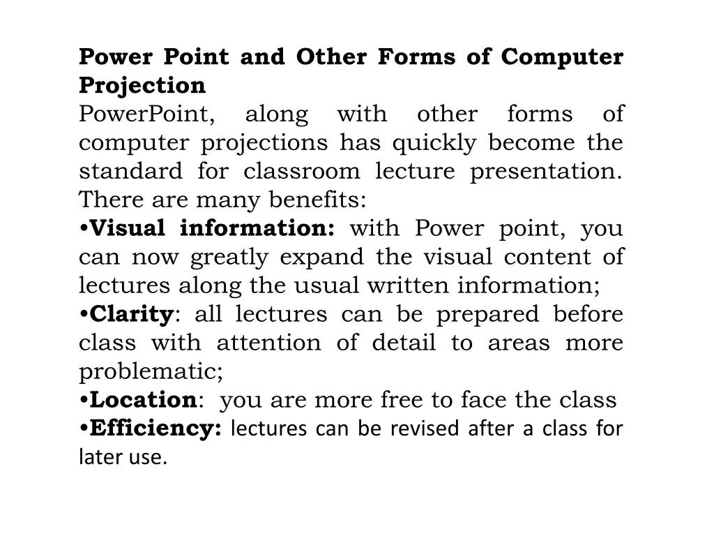 power point and other forms of computer