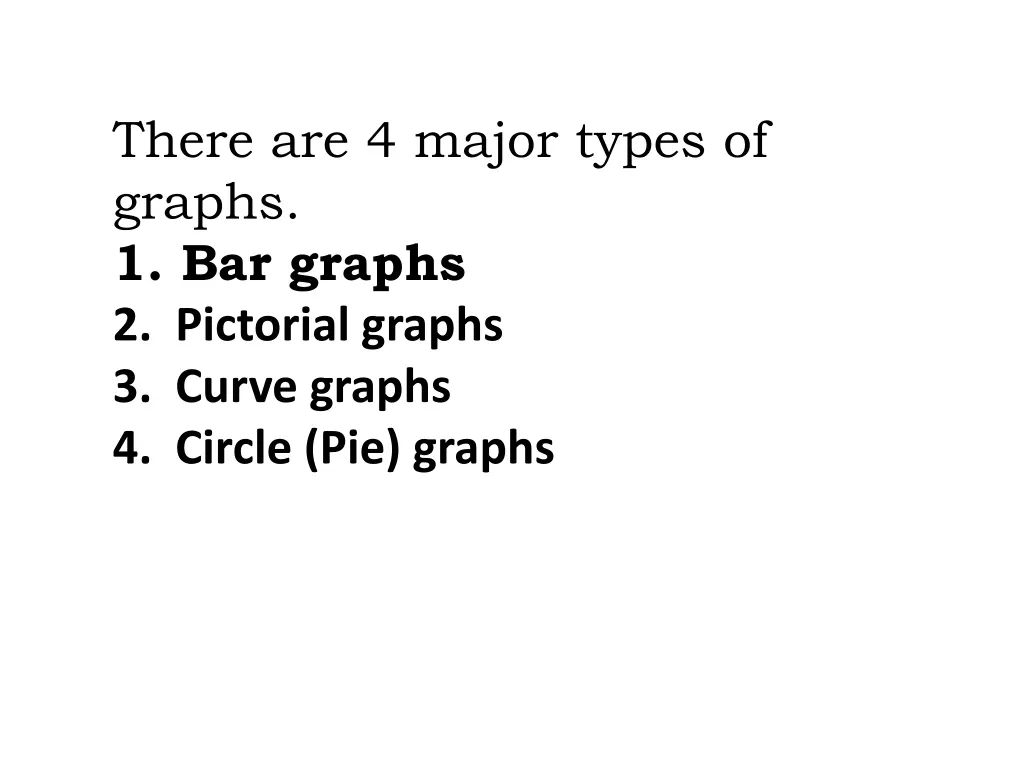 there are 4 major types of graphs 1 bar graphs