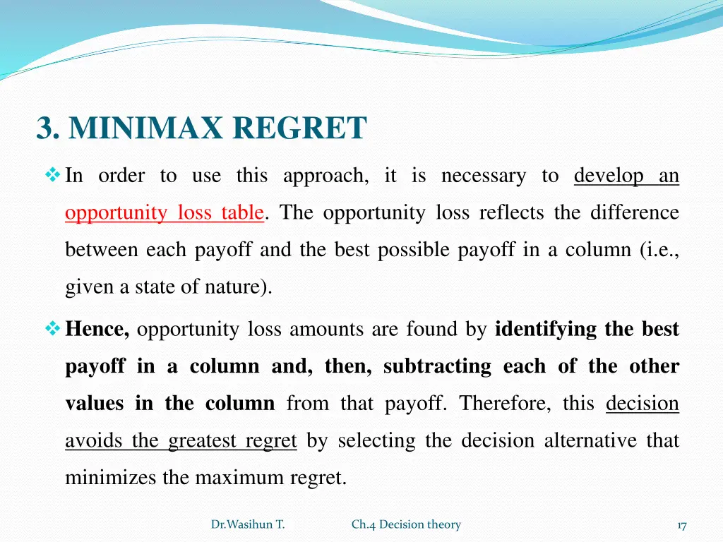 3 minimax regret