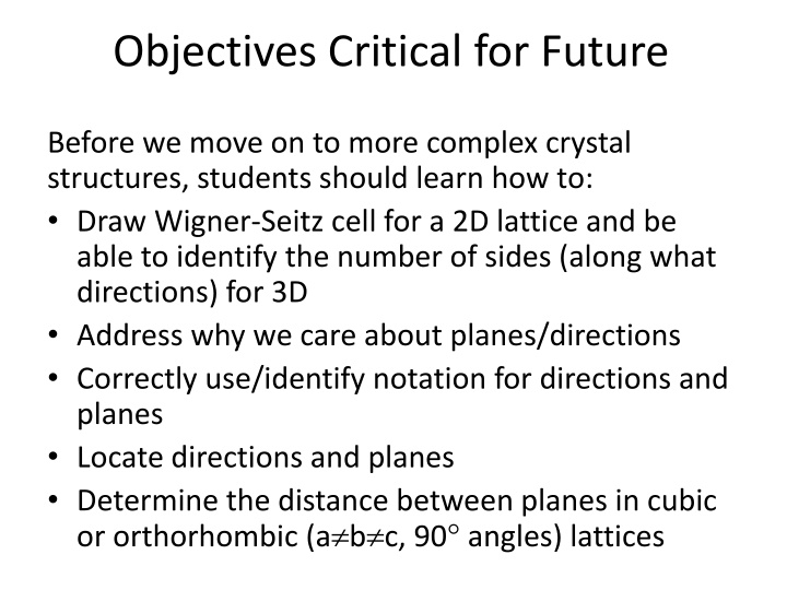 objectives critical for future