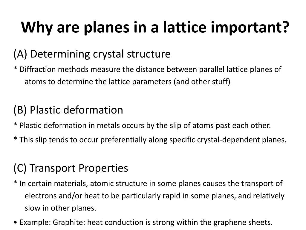 why are planes in a lattice important