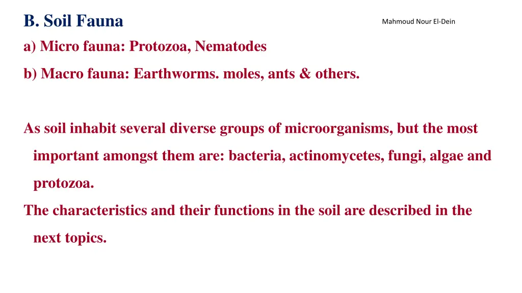 b soil fauna a micro fauna protozoa nematodes